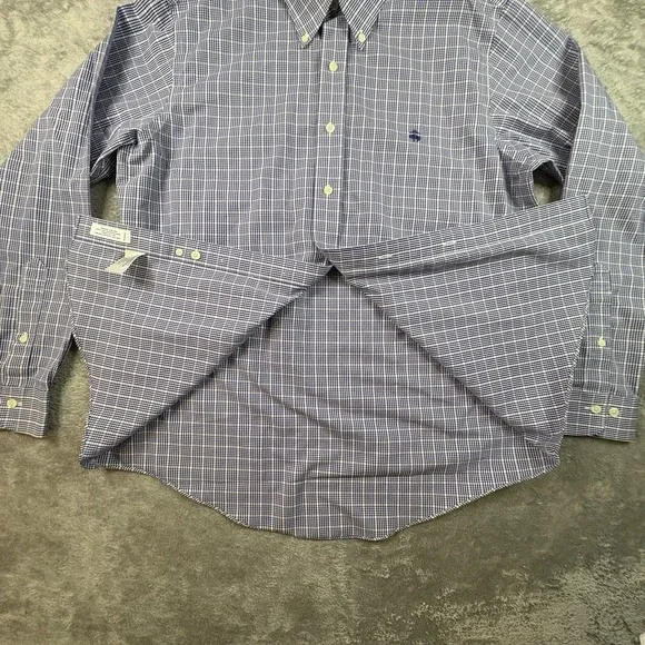 Brooks Brothers Men's L Slim Fit Blue & White Gingham LS Dress Shirt‎ SEE DESC - Picture 6 of 16